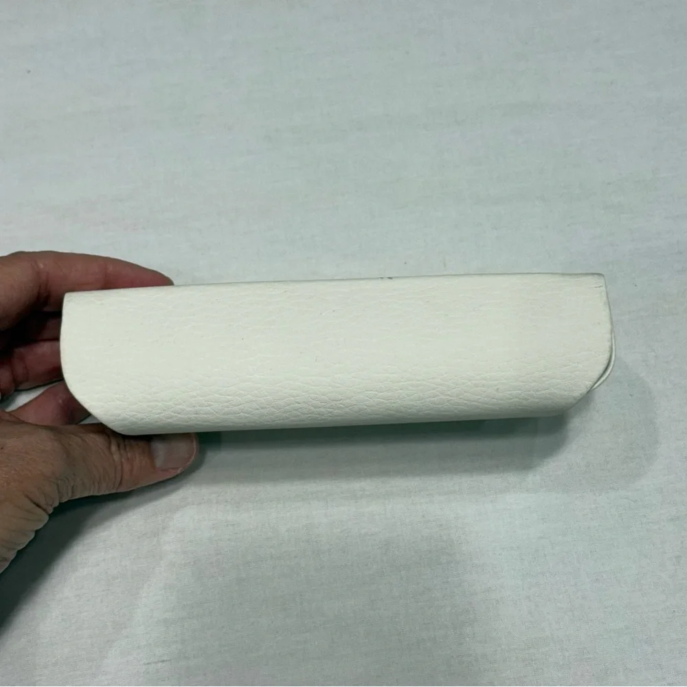 Michael Kors White Faux Leather Sunglasses Case Hard Shell Snap Closure Logo‎